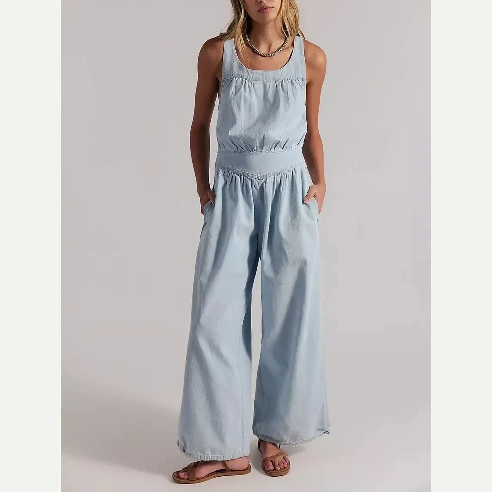 Free People We The Free Vintage Heirloom One-Piece Jumpsuit Smocked L 287986